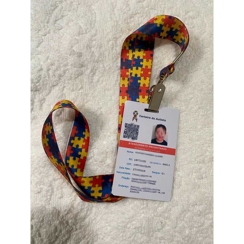 Documento de Identificação do Autista em PVC