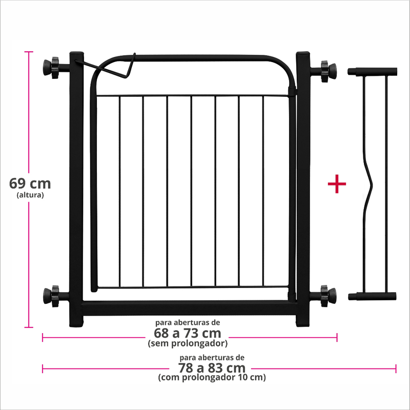 Portão Segurança Pet Grade Aramado de Proteção Para Crianças Cães e Outros Pets Acompanha Extensor de 10cm