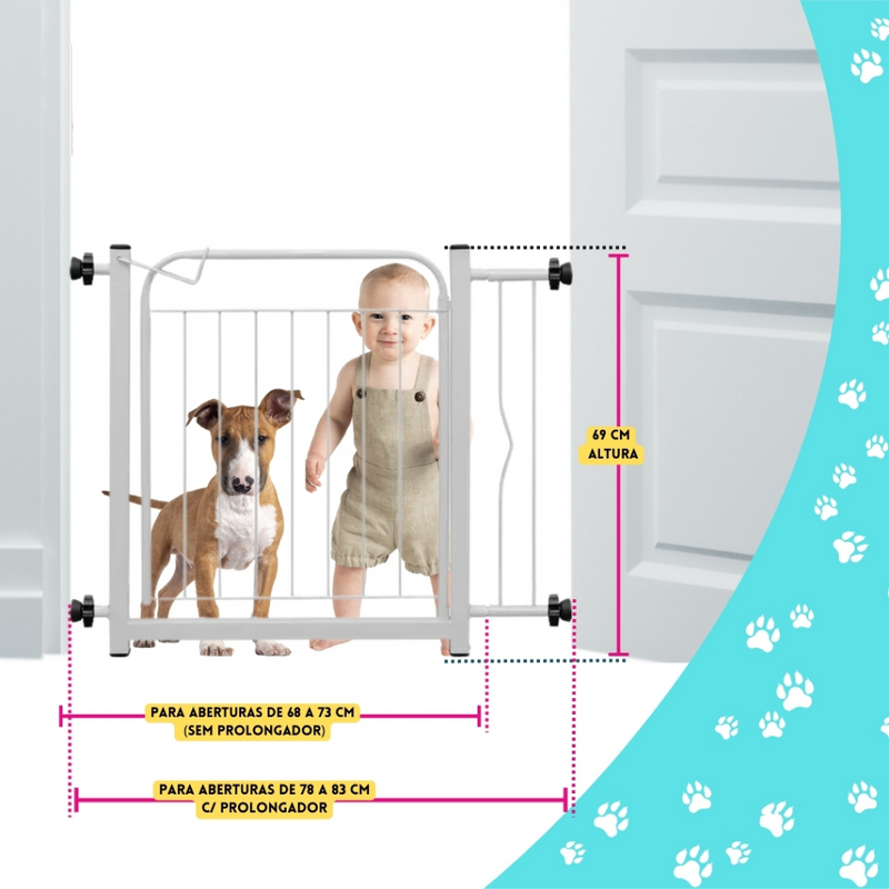 Portão Segurança Pet Grade Aramado de Proteção Para Crianças Cães e Outros Pets Acompanha Extensor de 10cm