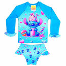 Conjunto Biquini Blusa Menina Infantil Praia Proteção Solar Uv Maiô Manga Longa Cumprida