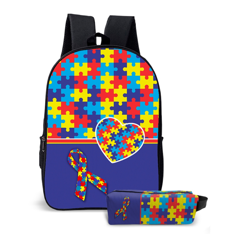 Mochila Escolar Avulsa tema Autismo TEA Unissex ou Kit Escolar Mochila e Estojo