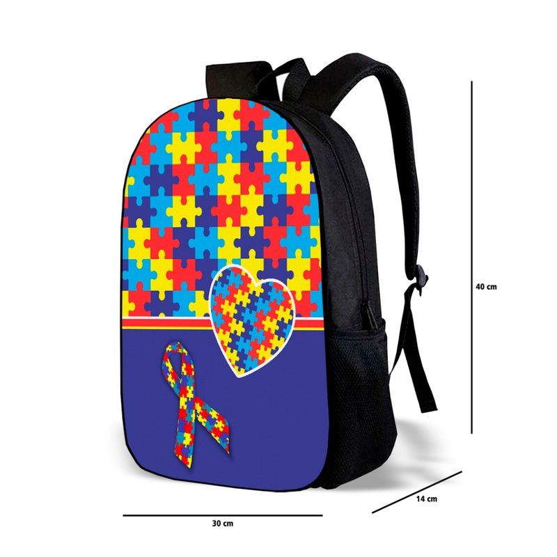 Mochila Escolar Avulsa tema Autismo TEA Unissex ou Kit Escolar Mochila e Estojo