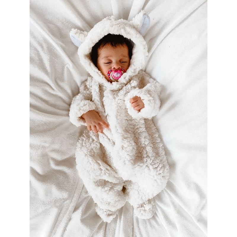 MACACÃO BEBÊ INVERNO OVELHA FOFINHO QUENTINHO 0 A 12 MESES