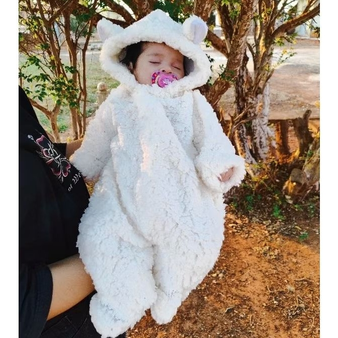 MACACÃO BEBÊ INVERNO OVELHA FOFINHO QUENTINHO 0 A 12 MESES