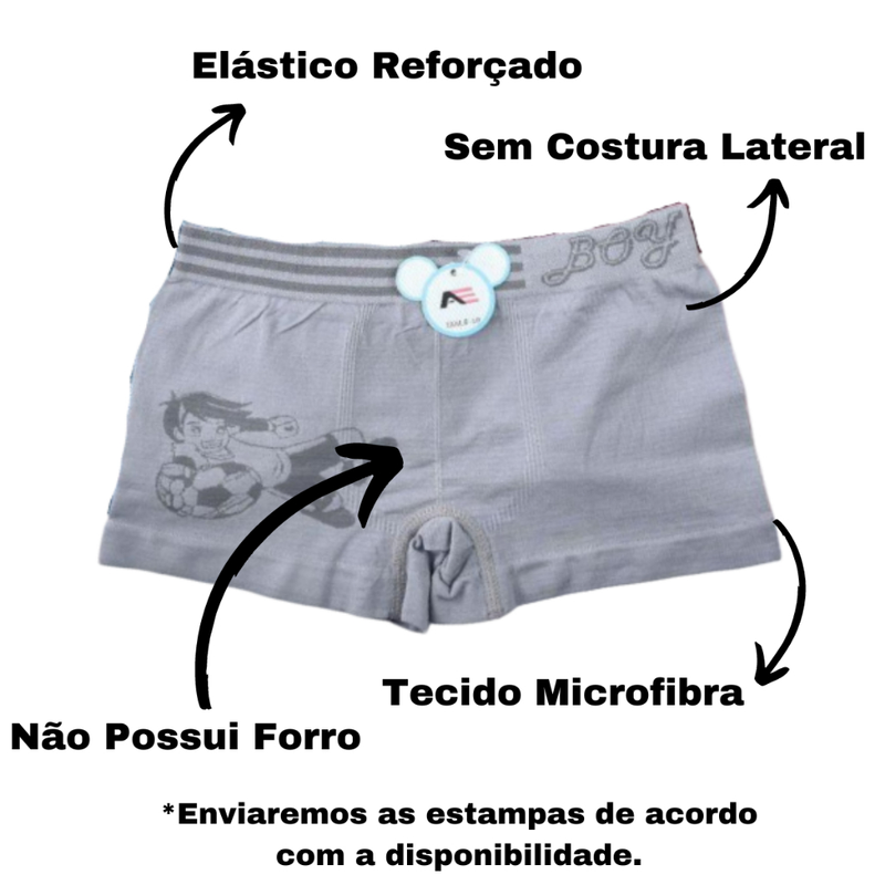 Kit 12 Cuecas Box Boxer Infantil Juvenil MEN Criança Bebê Masculino Tam 02 a 16 Anos