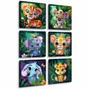kit 6 quebra cabeça infantil mdf safari animal educativo 60 peças jogo colorido madeira