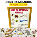 Saldão Jogo da Memória 40 peças Madeira Animais e Filhotes, Objetos, Brinquedos, Alfabetização, Números e Quantidades