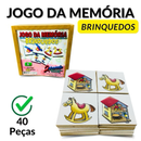 Saldão Jogo da Memória 40 peças Madeira Animais e Filhotes, Objetos, Brinquedos, Alfabetização, Números e Quantidades
