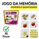 Saldão Jogo da Memória 40 peças Madeira Animais e Filhotes, Objetos, Brinquedos, Alfabetização, Números e Quantidades