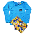 conjunto camisa + sunga infantil proteção solar uv50 bordado praia personagem lisa menino criança