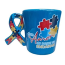 Caneca Quebra Cabeça Autista, TEA, presentes, 3d porcelana 400ml