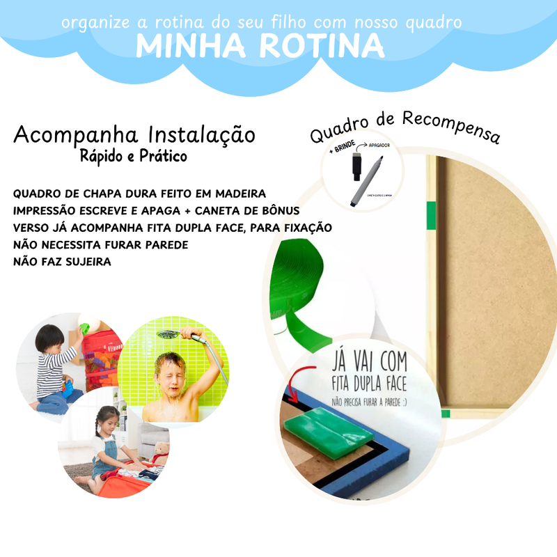 Quadro de Organização e Recompensa - Quadro De Rotina Infantil De Parede Atividade Para Incentivo