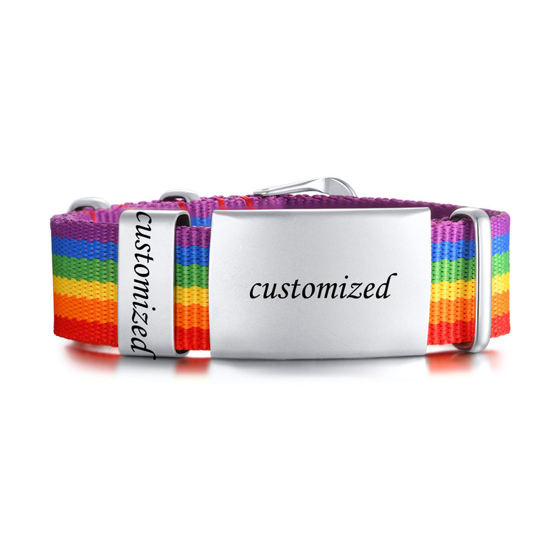 Meaeguet Pulseira Autismo Colorido Personalizado Para Mulheres De Aço Inoxidável ADHD Crianças Jóias Gravada Gratuitamente