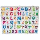 Tabuleiro Montessori Alfabeto Números Ilustrado Brinquedo Madeira Educativo Alfabetização