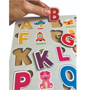 Tabuleiro Montessori Alfabeto Números Ilustrado Brinquedo Madeira Educativo Alfabetização