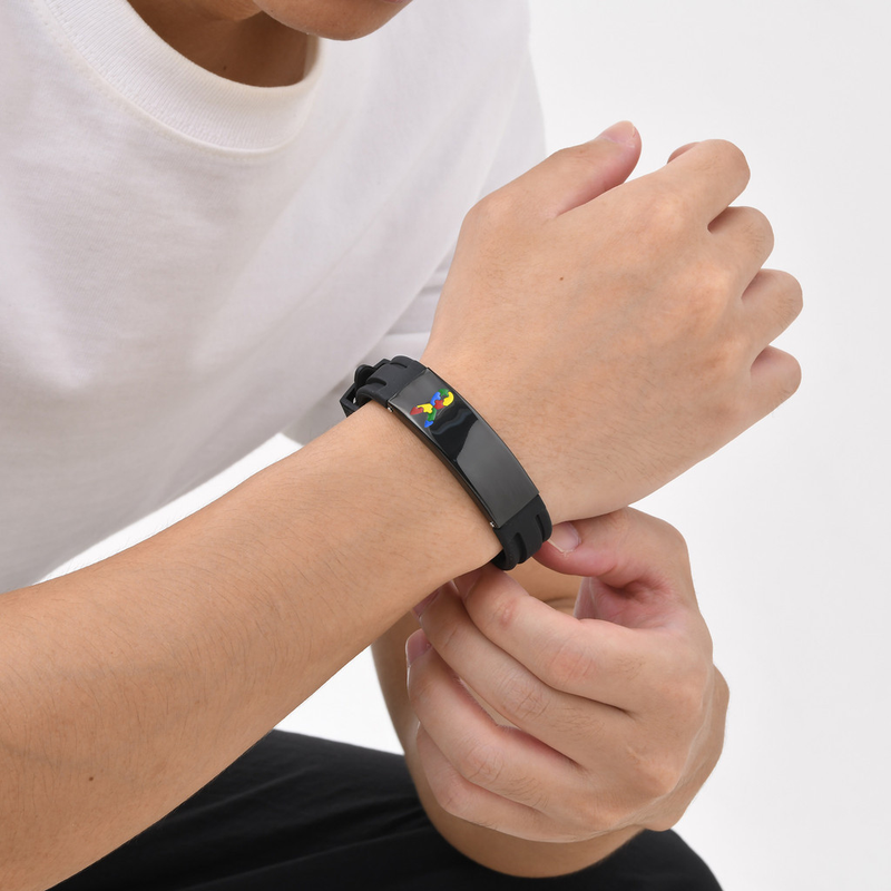 Meaeguet Pulseira Personalizada De Quebra-Cabeça Autismo Para Meninos , De Emergência Gravada Gratuita De Silcone